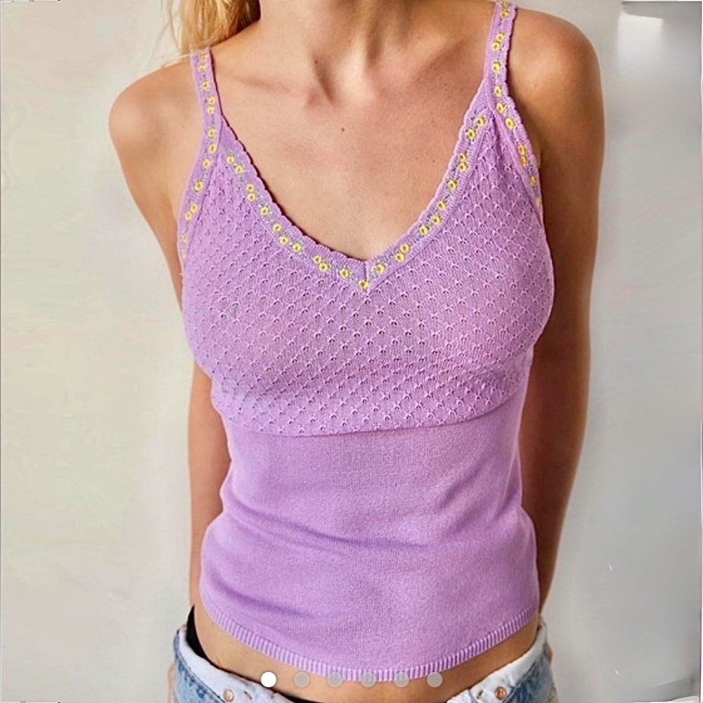 Free People Intimately Little Flirt Cami NWT Orchid Pointelle Daisy Feminine